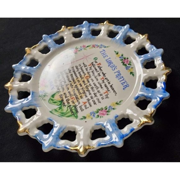 The Lords Prayer Porcelain Japan Commemorative Plate Vintage Circa 1950s - Picture 3 of 9